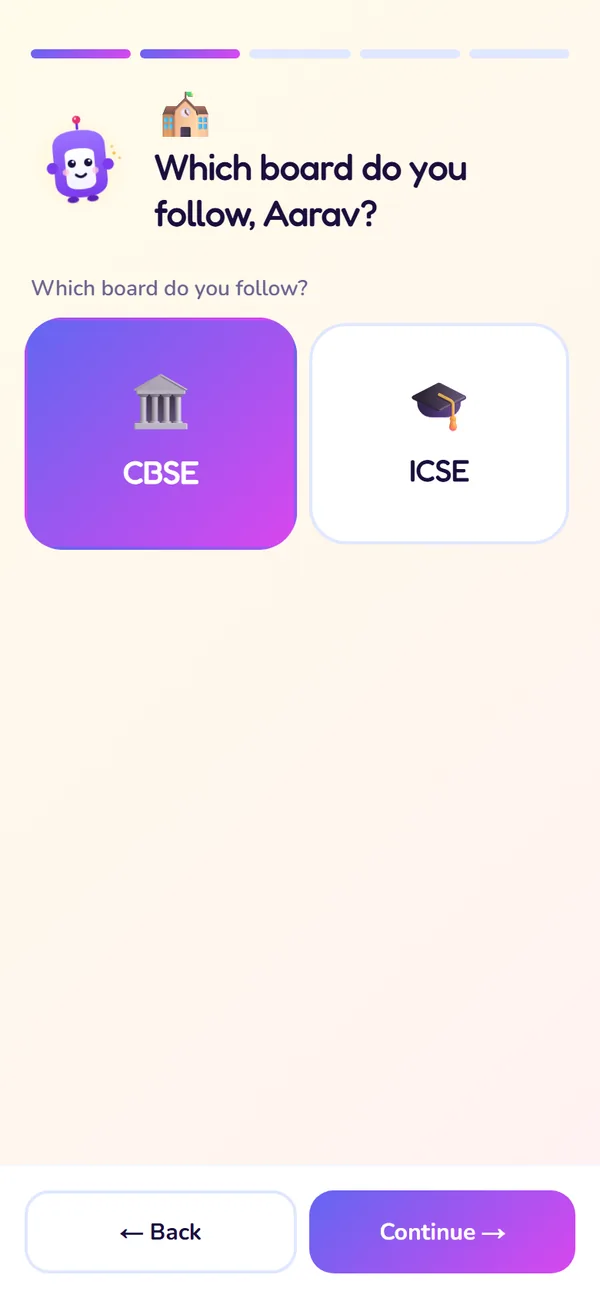 The Set up screen: Pick your board